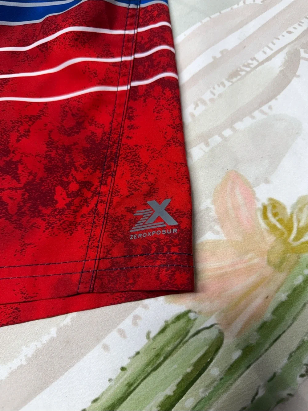 ZeroXposur Blue, Red & White Striped Swim Trunks